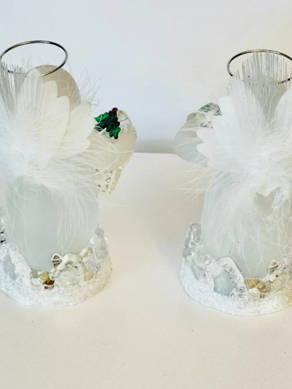 2 JC Penney Home Collection Color Changing Fiber Optic Acrylic Snowman Angel Hol